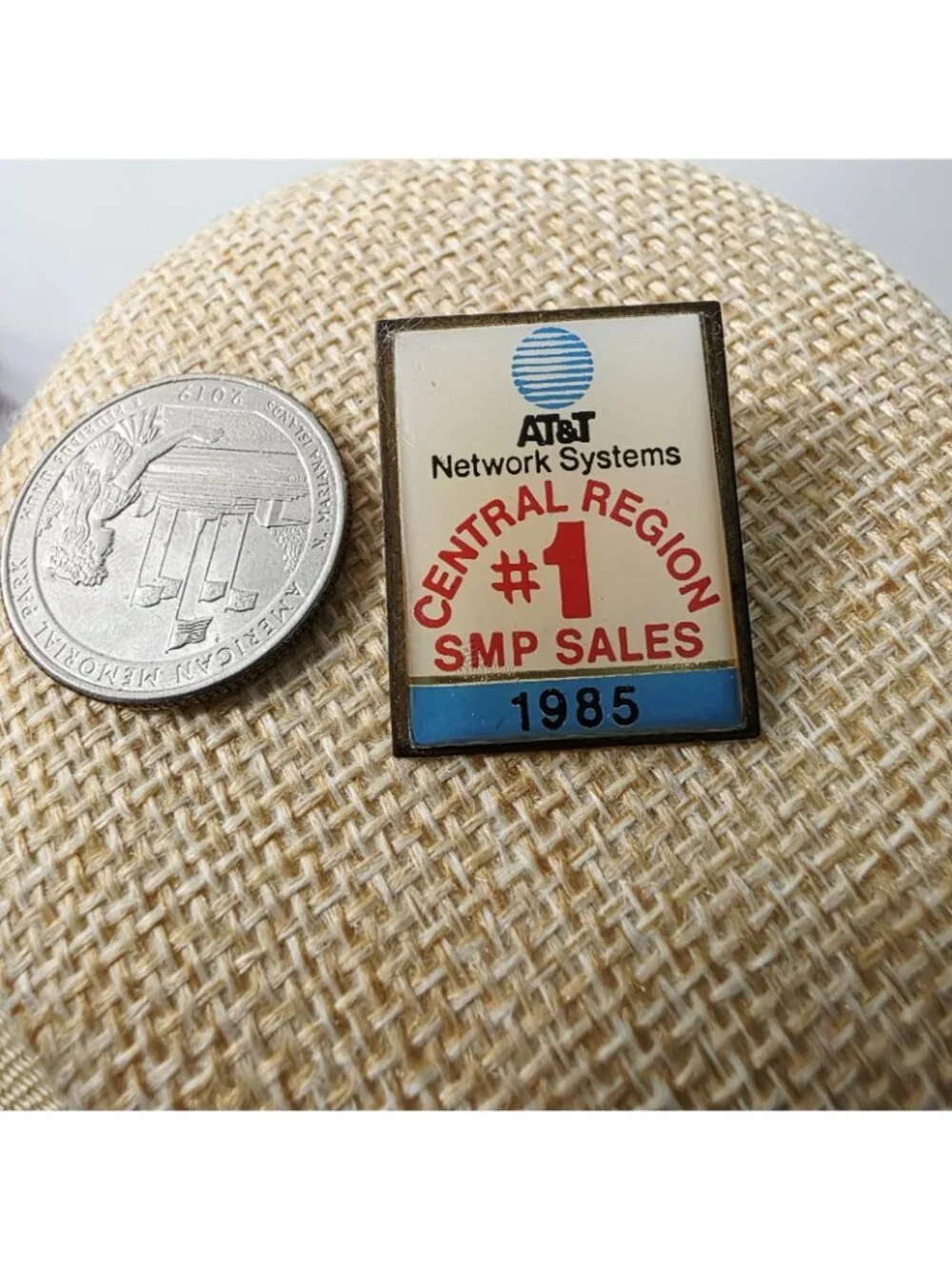 Vtg 1985 AT&T Telephone Number #1 Central Region SMP Sales Lapel Button Pin